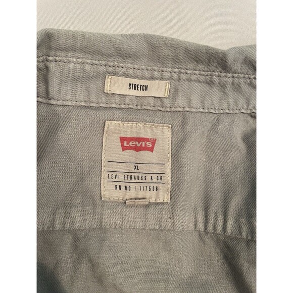Levi Shirt Men Size XL Gray Short Sleeve Stretch Button Up - Picture 3 of 8
